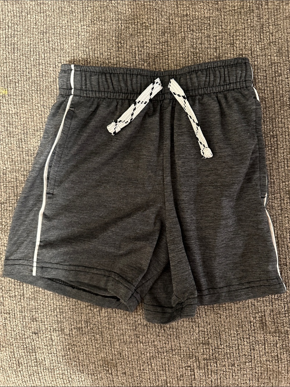 Kids Charcoal Drawstring Athletic Shorts - Dark Gray